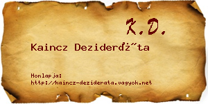 Kaincz Dezideráta névjegykártya